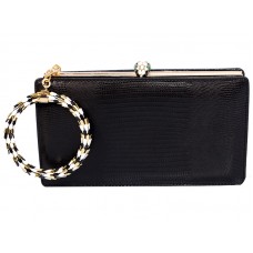 Bvlgari Serpenti Framed Pochette v ještěří kůži černé