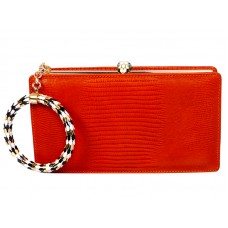 Bvlgari Serpenti Framed Pochette V Ještěří Kůži Oranžové