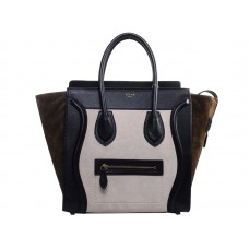 Celine Luggage Medium Tote z telecí kůže světle béžové/semišové olivové barvy