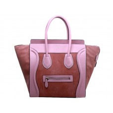 Celine Luggage Medium Tote z telecí kůže růžové/semišové barvy