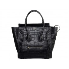 Celine Luggage Medium Tote z krokodílí kůže, černá