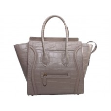 Celine Luggage Medium Tote z kůže v krokodílí barvě v khaki barvě