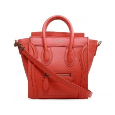 Celine Luggage Mini Tote z telecí kůže třešňové barvy