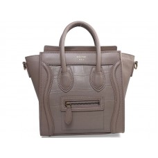 Celine Luggage Mini Tote z telecí kůže khaki s krokodílí kůží