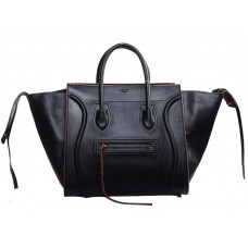 Celine Luggage Phantom Square Tote Bag černá s oranžovým lemováním