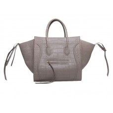 Celine Luggage Phantom Square Tote Bag Crocs Light Khaki