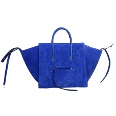 Celine Luggage Phantom Square Tote Bag Semišová Kožená Světle Modrá