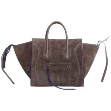Celine Luggage Phantom Square Tote Bag Semišová kožená khaki s modrou