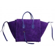 Celine Luggage Phantom Square Tote Bag Semišová Kožená Fialová
