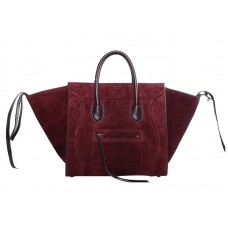 Celine Luggage Phantom Square Tote Bag Semišová kožená taška vínová