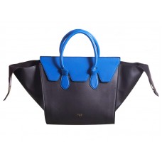 Celines Tie Bag Original Leather Black S Blue