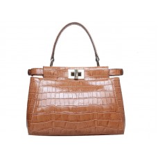 Kabelka Fendi Iconic Mini Peekaboo z krokodílí kůže béžové barvy