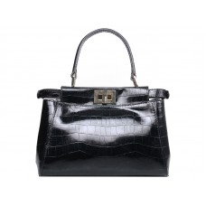 Kabelka Fendi Iconic Mini Peekaboo z krokodílí kůže černá