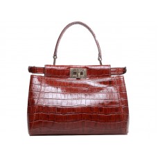 Kabelka Fendi Iconic Mini Peekaboo z kůže v bordové barvě krokodílí kůže