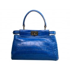 Kabelka Fendi Iconic Mini Peekaboo z krokodílí kůže světle modrá