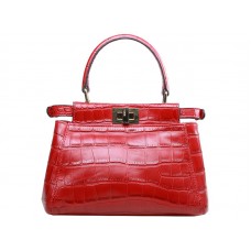 Kabelka Fendi Iconic Mini Peekaboo z krokodílí kůže červená