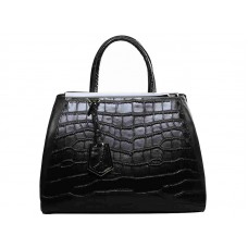 Fendi 2jours telecí kůže tote bag krokodílí černá