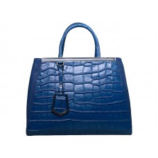 Fendi 2jours telecí kůže tote bag krokodílí modrá