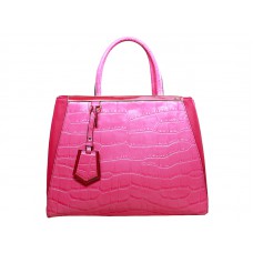 Fendi 2jours telecí kůže tote bag krokodýlí sytě růžová