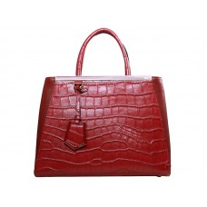 Fendi 2jours telecí kůže tote bag krokodílí červená