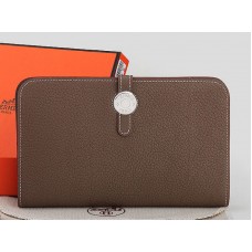 Hermes Dogon Togo Originální kožená kombinovaná peněženka Khaki
