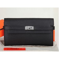 Hermes Dogon Togo Originální kožená Kelly dlouhá peněženka černá