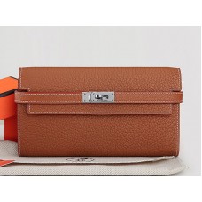Hermes Dogon Togo Originální kožená Kelly Dlouhá Peněženka Camel