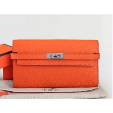 Hermes Dogon Togo Originální Kožená Kelly Dlouhá Peněženka Oranžová
