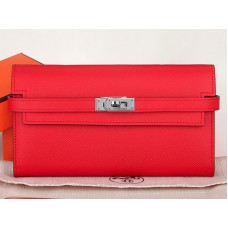 Hermes Epsom Originální Telecí Kůže Kelly Dlouhá Peněženka Červená