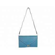 Hermes Pilot Envelope Clutch modrá se zlatým hardwarem