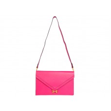 Hermes Pilot Envelope Clutch Sytě Růžová Se Zlatým Hardwarem