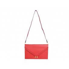 Hermes Pilot Envelope Clutch červená se zlatým hardwarem