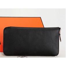 Hermes Zip Peněženka Originální Epsom Telecí Kůže Černá