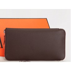 Hermes Zip Wallet Original Epsom Calfskin Chocolate