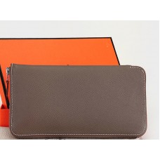 Hermes Zip Peněženka Originální Epsom Telecí Kůže Tmavě Khaki