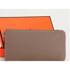 Hermes Zip Peněženka Originální Epsom Telecí Kůže Šedá