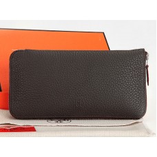 Hermes Zip Peněženka Originální Kožená Tmavě Khaki