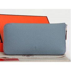 Hermes Zip Peněženka Originální Kožená Světle Modrá