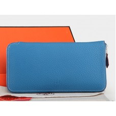 Hermes Zip Peněženka Originální Kožená Středně Modrá