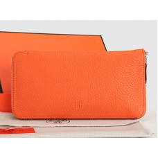 Hermes Zip Peněženka Originální Kožená Oranžová