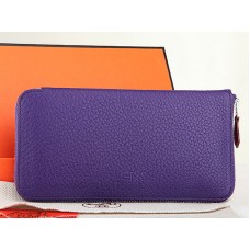 Hermes Zip Peněženka Originální Kožená Fialová