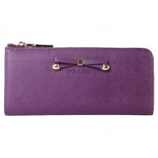 Prada Saffiano peněženka na zip s mašlí fialová