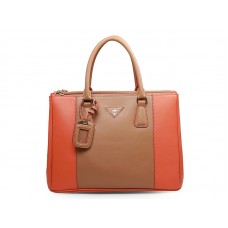 Prada Saffiano Lux Tote hnědá s oranžovou