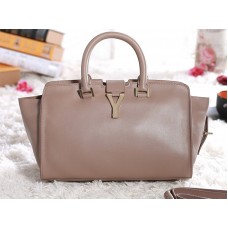 Kožená taška Yves Saint Laurent Cabas Chyc Original ve světle khaki barvě