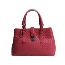 Kožená kabelka Bottega Veneta Roma Intrecciato červená