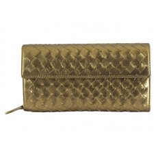 Bottega Veneta Intrecciato Nappa kontinentální peněženka se zlatým knoflíkem