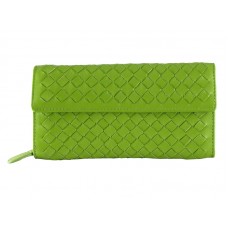 Bottega Veneta Intrecciato Nappa kontinentální peněženka se zeleným knoflíkem