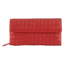 Bottega Veneta Intrecciato Nappa kontinentální peněženka s červeným knoflíkem