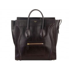 Velká kabelka Celine Luggage Tote z telecí kůže v čokoládové barvě