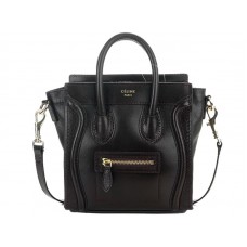 Celine Luggage Mini Tote z telecí kůže čokoládové